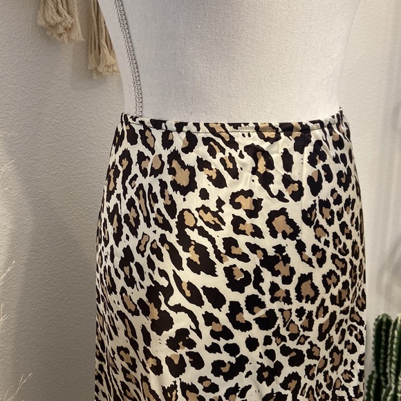 Y2K leopard silk slip skirt midi animal print beaded embroidery large NY&Co - Picture 12 of 15